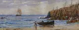 Fisherfolk along the coast by Richard Henry Nibbs, watercolour, sold Aug 2022