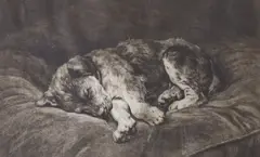 On Velvet by Herbert Dicksee, etching, sold Aug 2022