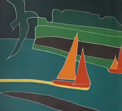 Cornwall by Philip Sutton, 1975, print, sold Aug 2022