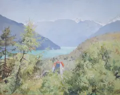 Lake of Thun by Frederick George Swaish R.W.A., oil on board, sold Aug 2022
