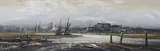 Estuary at low tide by Edward Elliott, oil on board, sold Aug 2022
