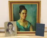 Portrait of Cherie Hewson by Donald Pass, oil on canvas, sold Aug 2022