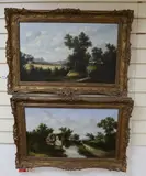 Rustic landscapes, one signed and dated 1877, 40 x 65cm by H.C. Barton, 1877, oil, sold Aug 2022