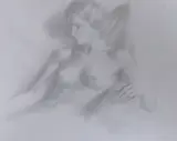 Female nude by Roger van Damme, 1974, pencil, sold Aug 2022