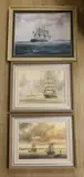 East Goodwin Lightship' and 'Shipping at sunset by David Griffin, oil, sold Aug 2022