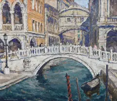 Venice, the entrance to the Rio di Palazzo, the Bridge of Sighs beyond oil on board signed 58 x 68cm Sale proceeds to be donated to the Ukraine Appeal by Wilhelm Blanke, oil on board, sold Aug 2022