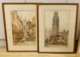 Rouen cathedral scenes by Paul Marny, watercolor, sold Aug 2022