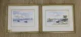 Named warships in harbour and Estuary scene, both signed and dated 1845, 12 x 17cm by W.J. Hardy, 1845, watercolor, offered Aug 2022