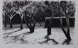In the orchard by Simon Dorrell, ink, offered Aug 2022