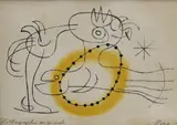 Study of a bird by Joan Miró, lithograph, sold Aug 2022