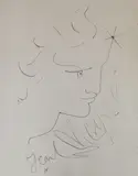 Head study by Jean Cocteau, lithograph, sold Aug 2022