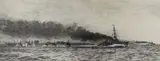 H.M.S Champion, Battle of Jutland 1916 by William Lionel Wyllie, etching, sold Aug 2022