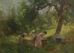 Washing Day, Struan by William Miller Frazer, oil on board, sold Jul 2022