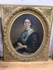 Oval portrait of Mrs Beauclerk by Richard Buckner, oil on canvas, sold Jul 2022