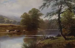Cattle watering by William Mellor, oil on canvas, sold Jul 2022