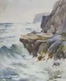 Seacliffs by Ethel Sophia Cheesewright, watercolour, sold Jul 2022