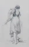 Italian peasant girl, 10 x 6.5cm by James Baker Pyne, oil, sold Jul 2022