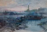 Genoa harbour at dusk by John MacWhirter, watercolour, sold Jul 2022