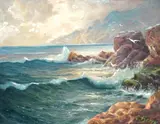 Coastal scenes by E Berry, oil, sold Jul 2022