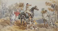 Huntsman and hounds by John Frederick Taylor, watercolour, sold Jul 2022