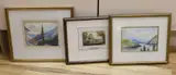 Alpine scenes, both signed, one dated '96, 12 x 18cm and 12 x 17cm, with a small watercolour View of Sydenham, Kent, by another hand by Alfred East, watercolour, offered Jul 2022