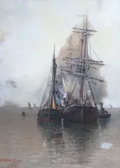 Shipping by William Woolard, 1894, watercolour, sold Jul 2022