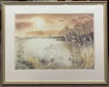 Quiet Waters Norfolk by Hazel Rush, watercolour, sold Dec 2022