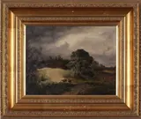 Sheep in a landscape by Edward Charles Williams, oil on board, sold Nov 2022