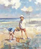 The Catch by Michael J. Sanders, oil on board, sold Nov 2022
