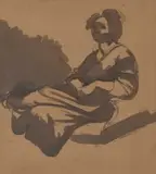 Self-portrait of the artist by Clara Esther Klinghoffer, watercolour, sold Nov 2022