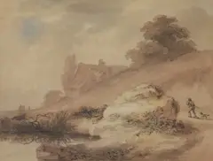 Cottage in a landscape by Joseph Barber, watercolour, sold Nov 2022