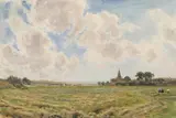 'A Sussex Landscape and distant village by Robert Thorne Waite, watercolour, sold Nov 2022