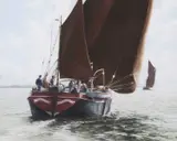 Ironsides' in full sail by Christine Slade, pastel, sold Nov 2022