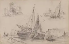 A preparatory maritime sketch by Joseph Stannard, pencil on paper, sold Nov 2022