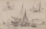 A preparatory maritime sketch by Joseph Stannard, pencil on paper, sold Nov 2022