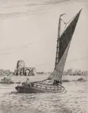 Abbey Reach, Norfolk by Henry James Starling, etching, sold Nov 2022