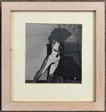 Nude and Black Square by Derrick Greaves, 1975, mixed media, sold Nov 2022