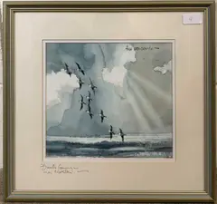 Brents coming in near Marston by Hugh Brandon Cox, watercolour, sold Nov 2022