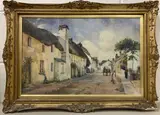 A village street scene by Charles James Fox, watercolour, offered Nov 2022