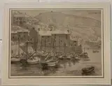 Fishing Boats Polperro by Carlos Schwabe, watercolour, sold Nov 2022