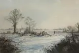 Winter scene by Keith Johnson, watercolour, sold Nov 2022