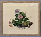 Still life study-flowers and vegetables by Pat Albeck, 2003, watercolour, sold Nov 2022
