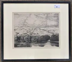 Storm clouds over El Torro by Ernest Haskell, etching, sold Nov 2022