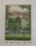 Highland Glen' plus 'The Thatched Cottage by Stephen Whittle, pencil, sold Nov 2022