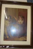 Girl with st bernard dog, framed and glazed by Cromer Lithograph Print, LITHOGRAPH, sold Nov 2022