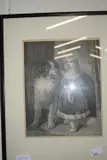 Girl with st bernard dog by Th Century Black And White Engraving, ENGRAVING, sold Nov 2022