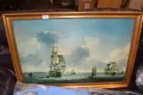 Gilt framed by Coloured Print Shipping Scene, PRINT, sold Nov 2022