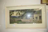 Study of a farmyard scene, framed and glazed by F W Pike, watercolor, sold Oct 2022