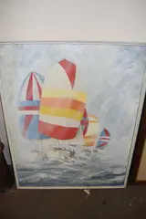Study of a boat race, oil on canvas by Stephen Kaye, OIL ON CANVAS, sold Oct 2022