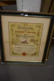 Bakers and confectioners exhibition, leeds, diploma for gold medal 1902 by Yorkshire Grocers, watercolor, sold Oct 2022
